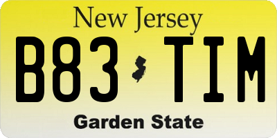 NJ license plate B83TIM