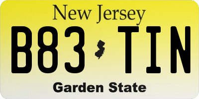 NJ license plate B83TIN