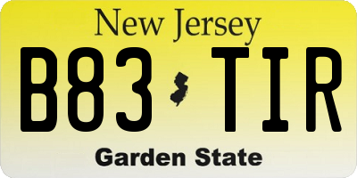 NJ license plate B83TIR