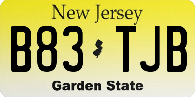 NJ license plate B83TJB