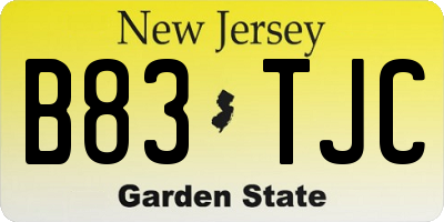 NJ license plate B83TJC