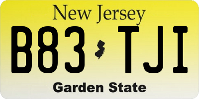 NJ license plate B83TJI