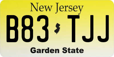 NJ license plate B83TJJ