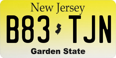 NJ license plate B83TJN