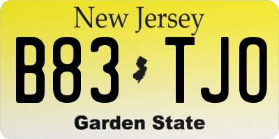 NJ license plate B83TJO