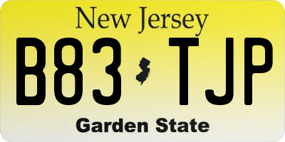 NJ license plate B83TJP