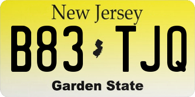 NJ license plate B83TJQ