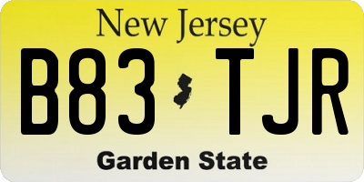 NJ license plate B83TJR