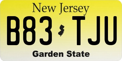 NJ license plate B83TJU