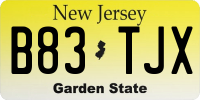 NJ license plate B83TJX
