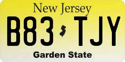 NJ license plate B83TJY