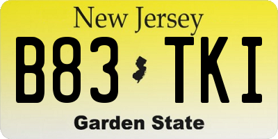 NJ license plate B83TKI