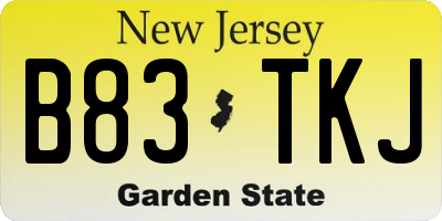 NJ license plate B83TKJ