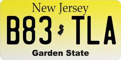 NJ license plate B83TLA