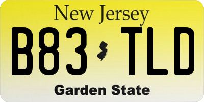 NJ license plate B83TLD