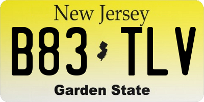 NJ license plate B83TLV