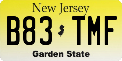 NJ license plate B83TMF