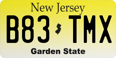 NJ license plate B83TMX