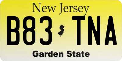 NJ license plate B83TNA