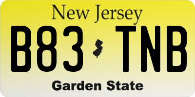 NJ license plate B83TNB