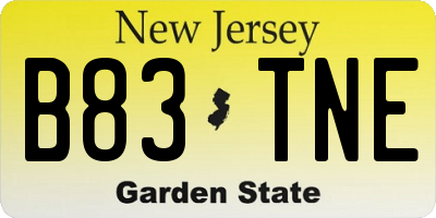 NJ license plate B83TNE