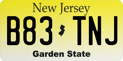 NJ license plate B83TNJ