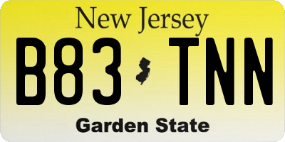 NJ license plate B83TNN