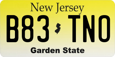 NJ license plate B83TNO