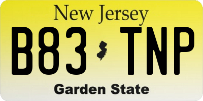 NJ license plate B83TNP