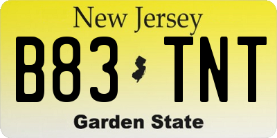 NJ license plate B83TNT