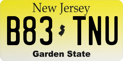 NJ license plate B83TNU
