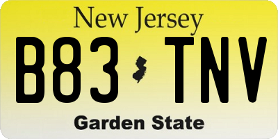 NJ license plate B83TNV