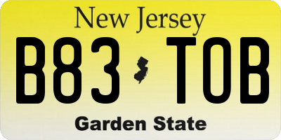 NJ license plate B83TOB