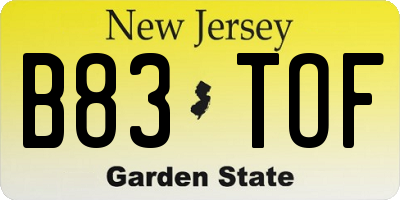 NJ license plate B83TOF