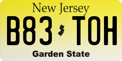 NJ license plate B83TOH