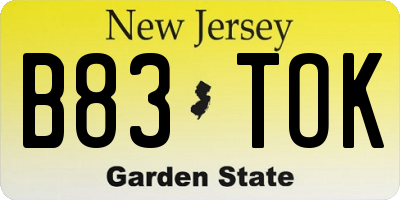 NJ license plate B83TOK