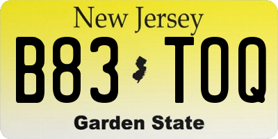NJ license plate B83TOQ