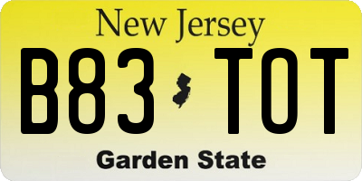 NJ license plate B83TOT