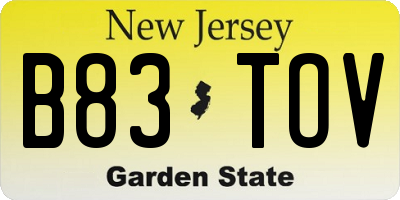 NJ license plate B83TOV