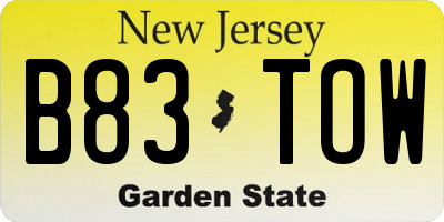 NJ license plate B83TOW