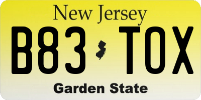 NJ license plate B83TOX