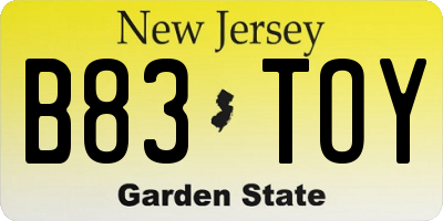 NJ license plate B83TOY