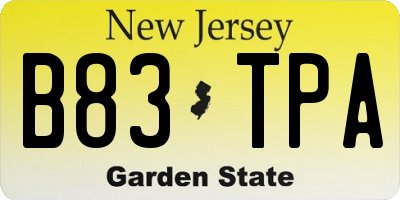NJ license plate B83TPA