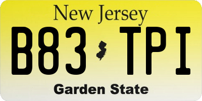 NJ license plate B83TPI