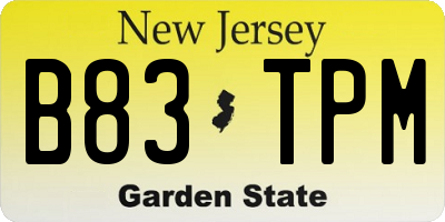 NJ license plate B83TPM