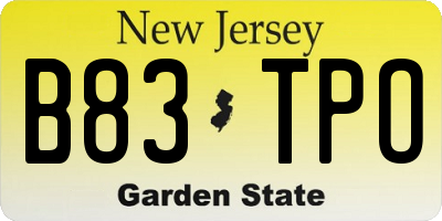 NJ license plate B83TPO