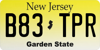 NJ license plate B83TPR
