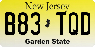 NJ license plate B83TQD