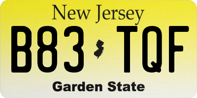 NJ license plate B83TQF