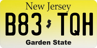 NJ license plate B83TQH